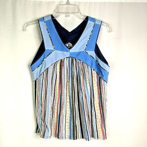 Anthropologie Blue and Black Striped Tank Top Medium